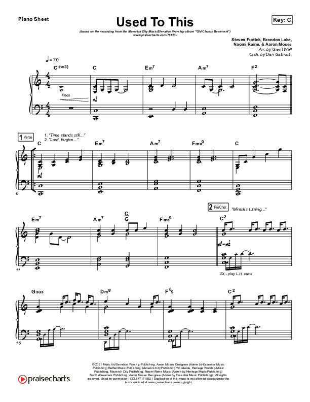 Used To This Piano Sheet (Maverick City Music / Elevation Worship / Brandon Lake / Naomi Raine)