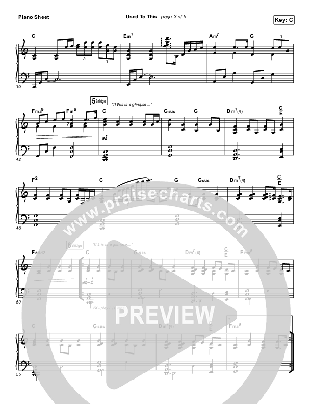 Used To This Piano Sheet (Maverick City Music / Elevation Worship / Brandon Lake / Naomi Raine)