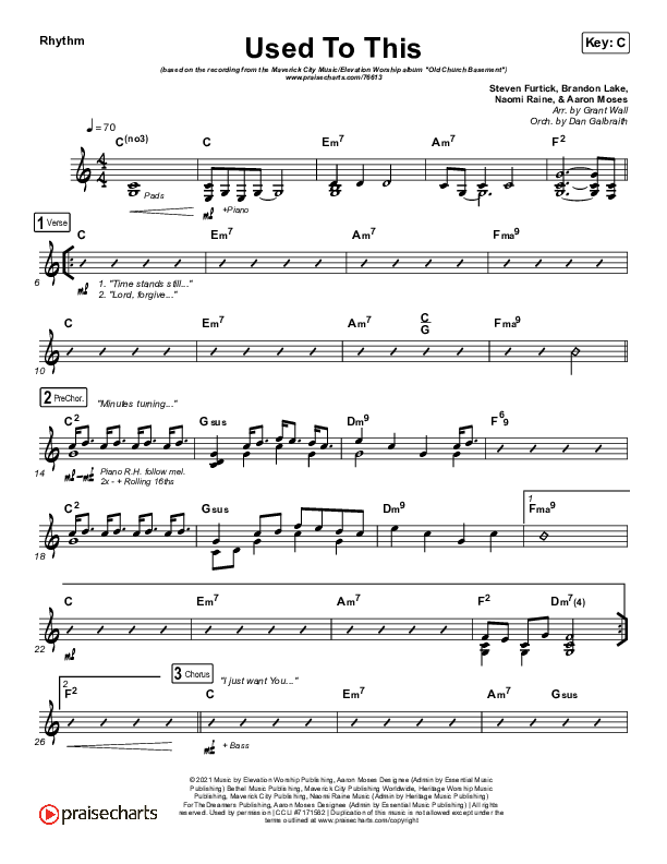 Used To This Rhythm Chart (Maverick City Music / Elevation Worship / Brandon Lake / Naomi Raine)