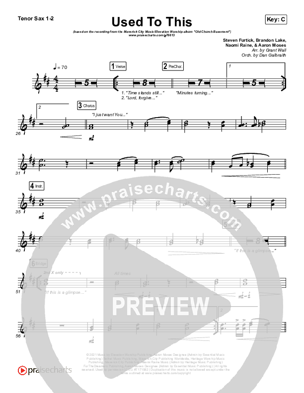 Used To This Tenor Sax 1/2 (Maverick City Music / Elevation Worship / Brandon Lake / Naomi Raine)