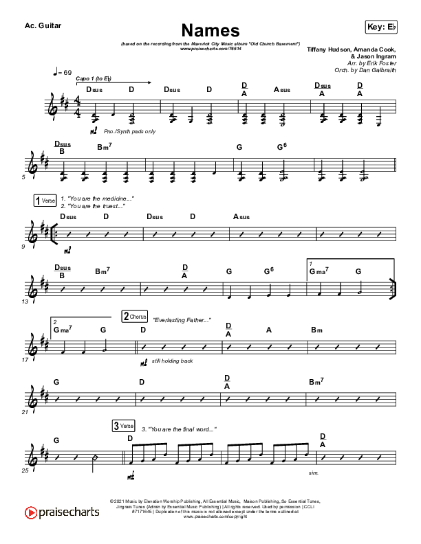 Names Acoustic Guitar (Maverick City Music / Elevation Worship / Tiffany Hudson)