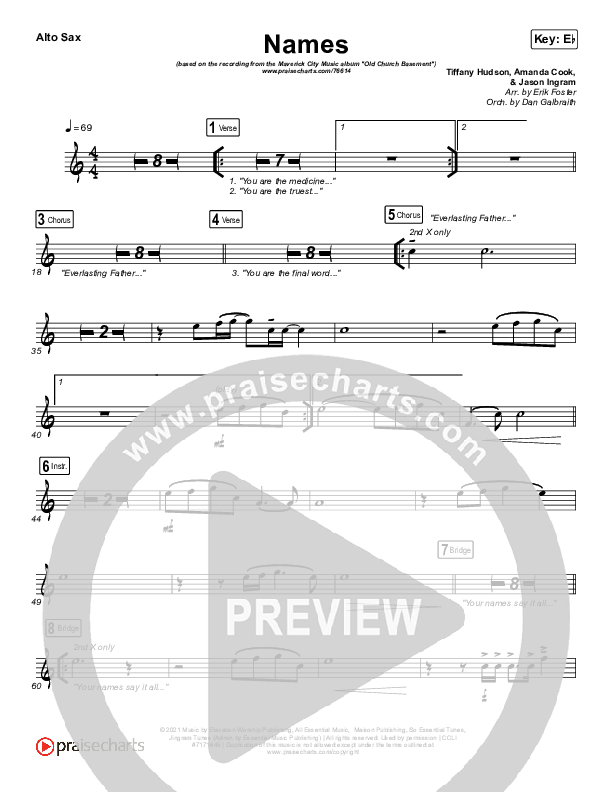 Names Alto Sax (Maverick City Music / Elevation Worship / Tiffany Hudson)