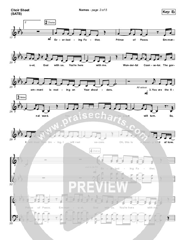 Names Choir Sheet (SATB) (Maverick City Music / Elevation Worship / Tiffany Hudson)