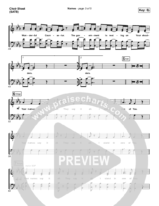 Names Choir Sheet (SATB) (Maverick City Music / Elevation Worship / Tiffany Hudson)