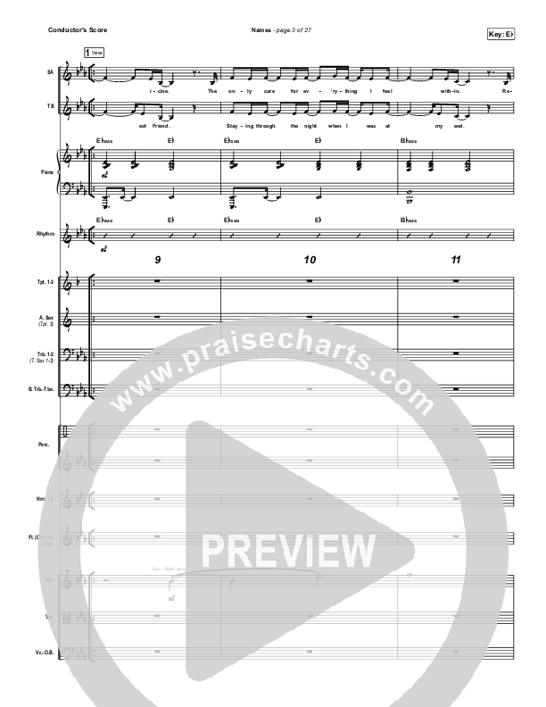 Names Conductor's Score (Maverick City Music / Elevation Worship / Tiffany Hudson)