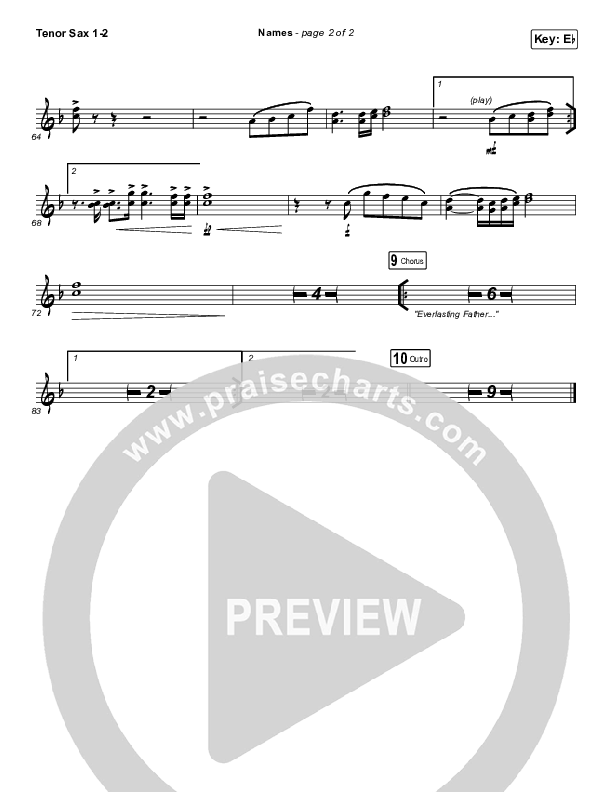 Names Tenor Sax 1/2 (Maverick City Music / Elevation Worship / Tiffany Hudson)