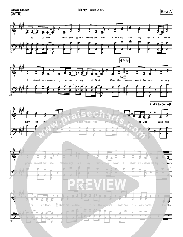 Mercy Choir Sheet (SATB) (Maverick City Music / Elevation Worship / Chris Brown)