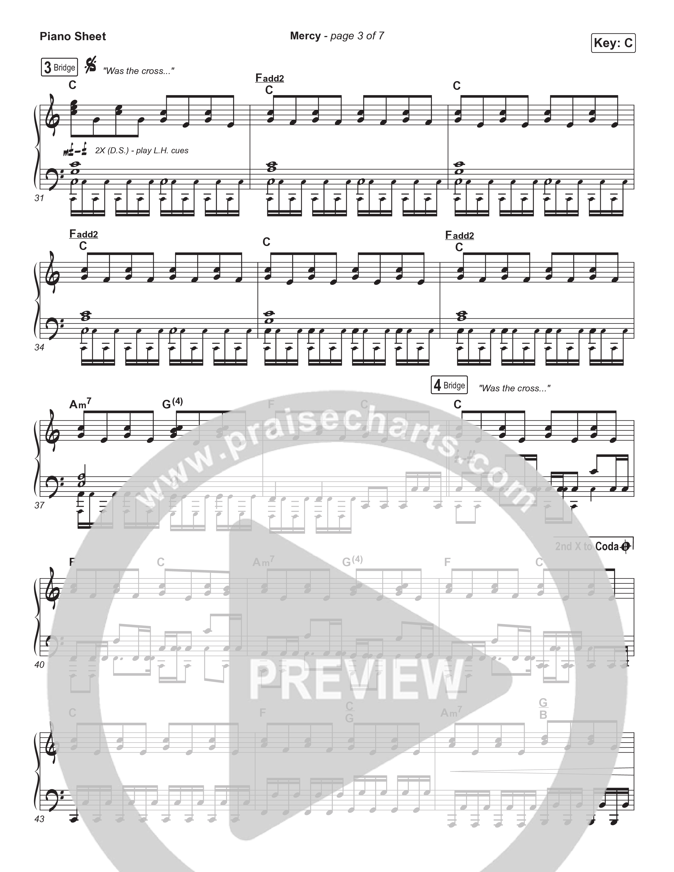 Mercy Piano Sheet (Maverick City Music / Elevation Worship / Chris Brown)