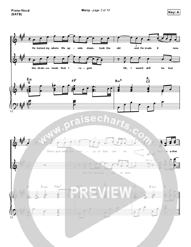 Mercy Piano/Vocal (SATB) (Maverick City Music / Elevation Worship / Chris Brown)