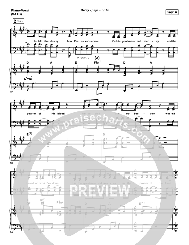 Mercy Piano/Vocal (SATB) (Maverick City Music / Elevation Worship / Chris Brown)