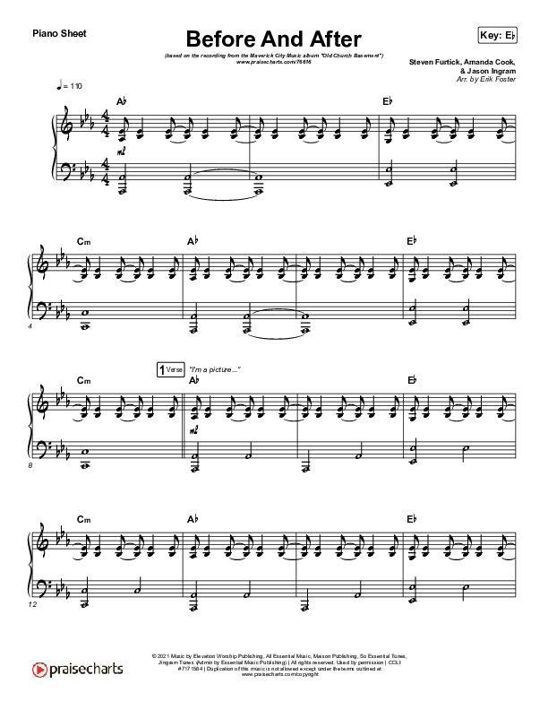 Before And After Piano Sheet (Maverick City Music / Elevation Worship / Amanda Lindsey Cook)