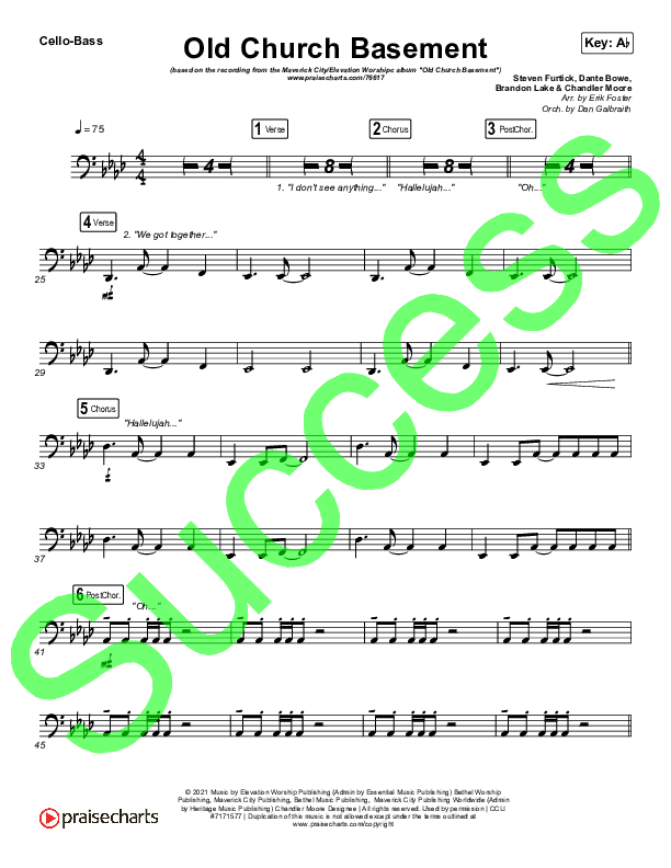 Old Church Basement Cello/Bass (Maverick City Music / Elevation Worship / Dante Bowe)