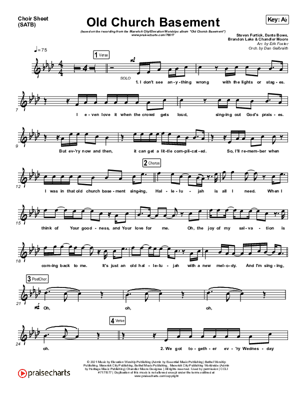 Old Church Basement Choir Sheet (SATB) (Maverick City Music / Elevation Worship / Dante Bowe)