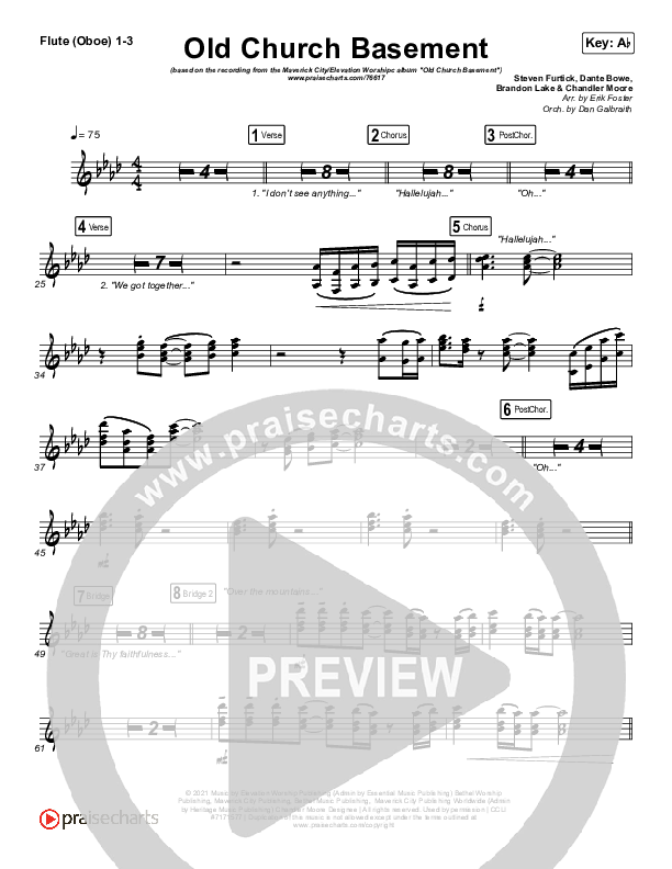 Old Church Basement Flute/Oboe 1/2/3 (Maverick City Music / Elevation Worship / Dante Bowe)