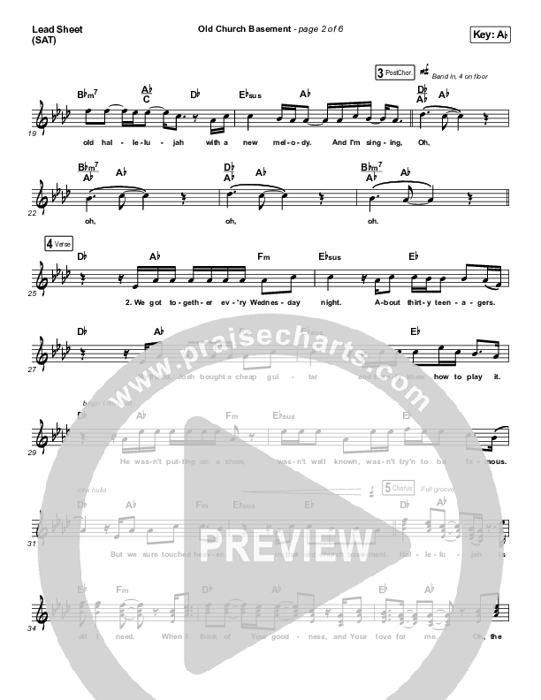 Old Church Basement Lead Sheet (SAT) (Maverick City Music / Elevation Worship / Dante Bowe)