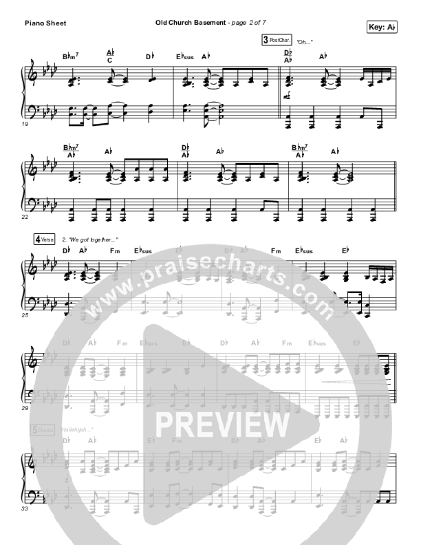 Old Church Basement Piano Sheet (Maverick City Music / Elevation Worship / Dante Bowe)