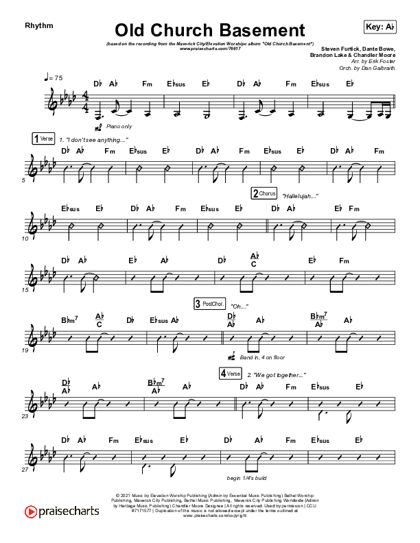 Old Church Basement Rhythm Chart (Maverick City Music / Elevation Worship / Dante Bowe)