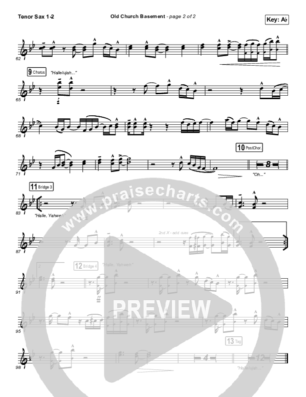 Old Church Basement Tenor Sax 1/2 (Maverick City Music / Elevation Worship / Dante Bowe)