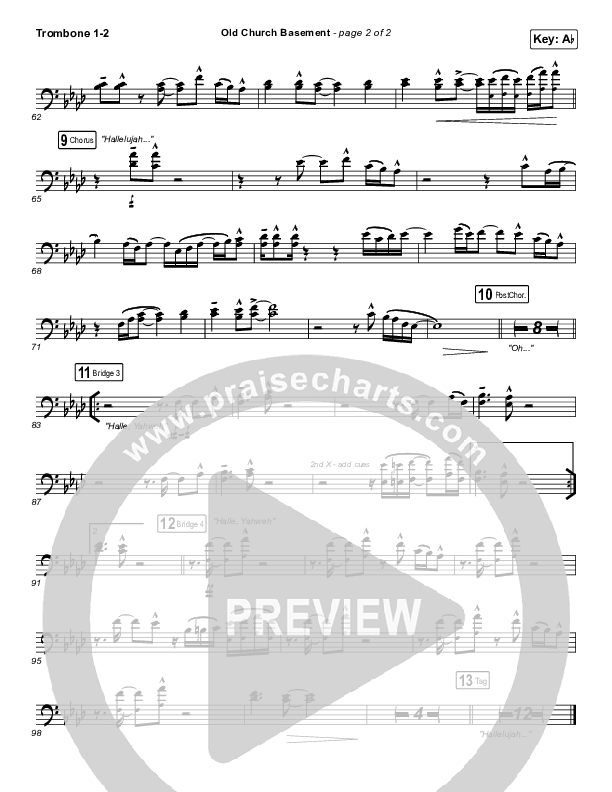 Old Church Basement Trombone 1/2 (Maverick City Music / Elevation Worship / Dante Bowe)