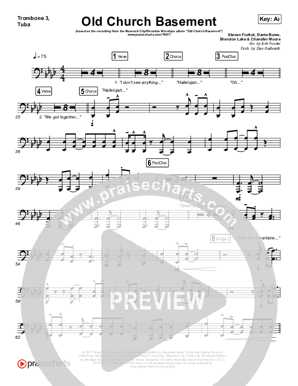Old Church Basement Trombone 3/Tuba (Maverick City Music / Elevation Worship / Dante Bowe)