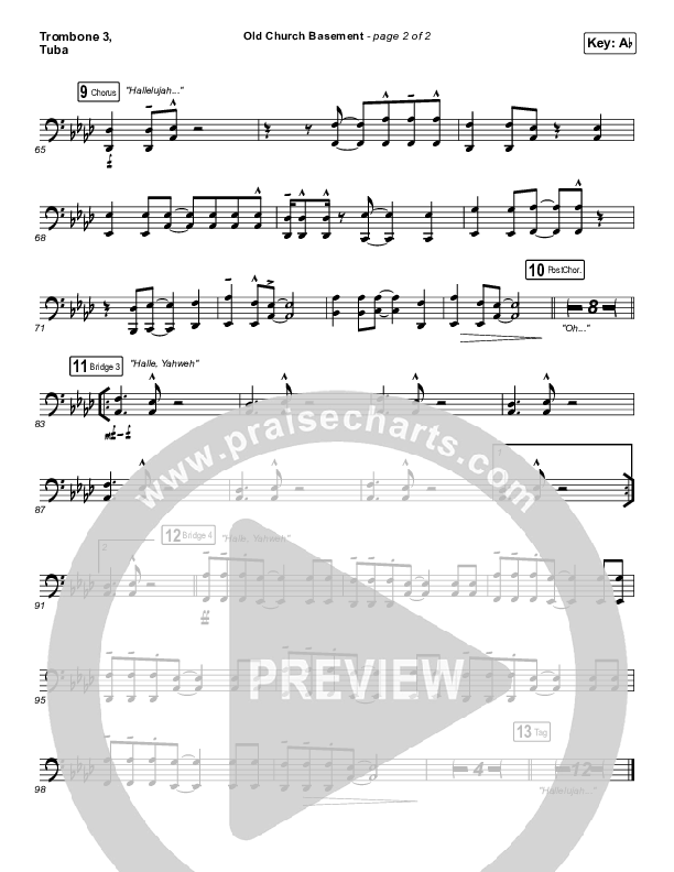 Old Church Basement Trombone 3/Tuba (Maverick City Music / Elevation Worship / Dante Bowe)