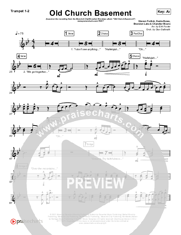 Old Church Basement Trumpet 1,2 (Maverick City Music / Elevation Worship / Dante Bowe)