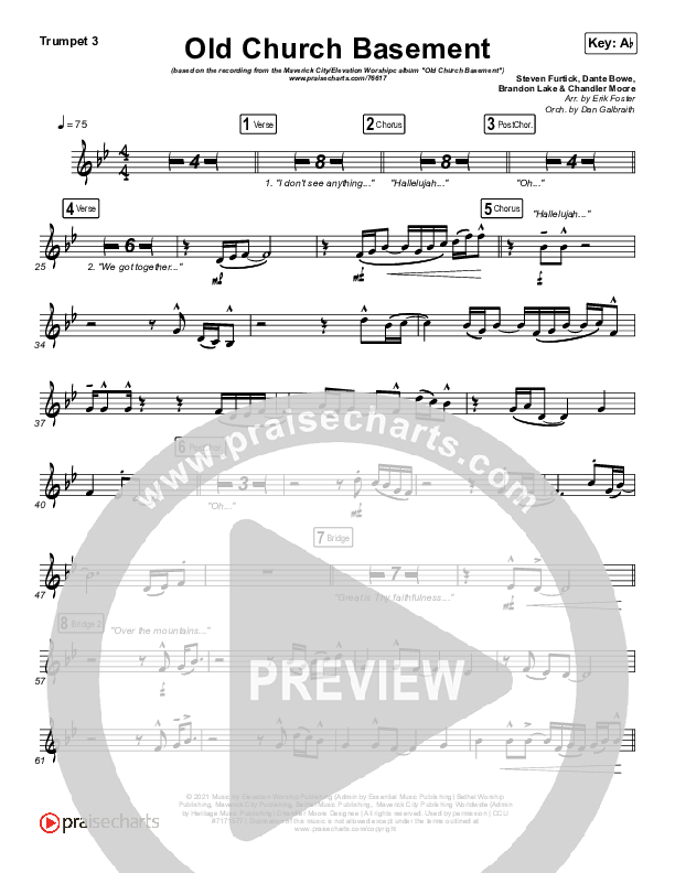 Old Church Basement Trumpet 3 (Maverick City Music / Elevation Worship / Dante Bowe)