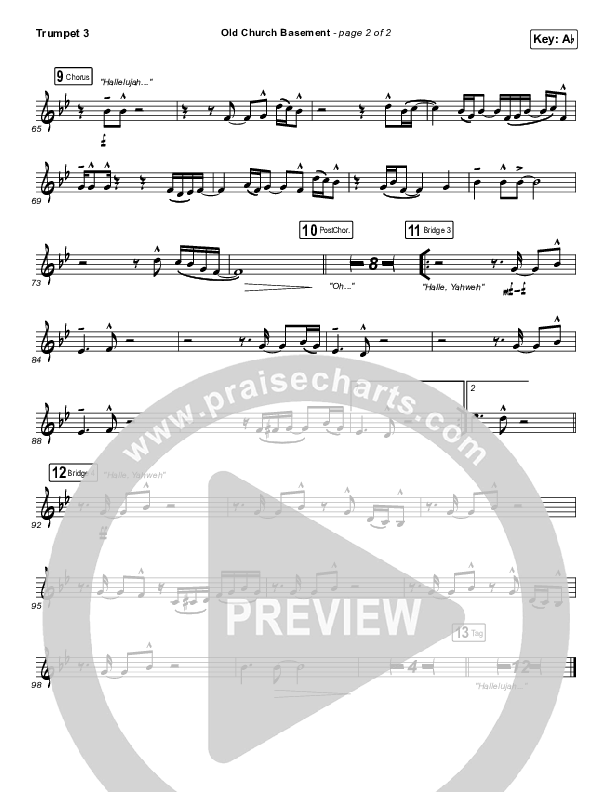 Old Church Basement Trumpet 3 (Maverick City Music / Elevation Worship / Dante Bowe)
