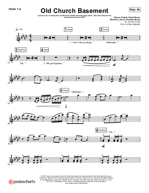 Old Church Basement Violin 1/2 (Maverick City Music / Elevation Worship / Dante Bowe)