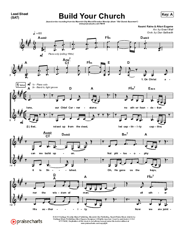 Build Your Church Lead Sheet (SAT) (Maverick City Music / Elevation Worship / Chris Brown / Naomi Raine)