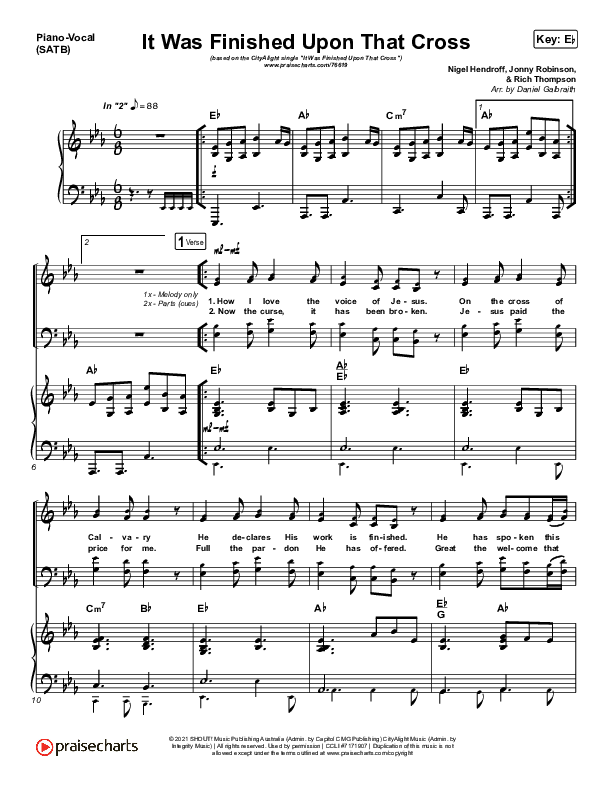 It Was Finished Upon That Cross Piano/Vocal (SATB) (CityAlight)