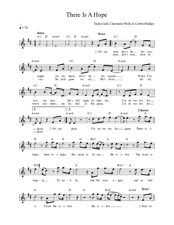There Is A Hope Lead Sheet (Thrive Worship)