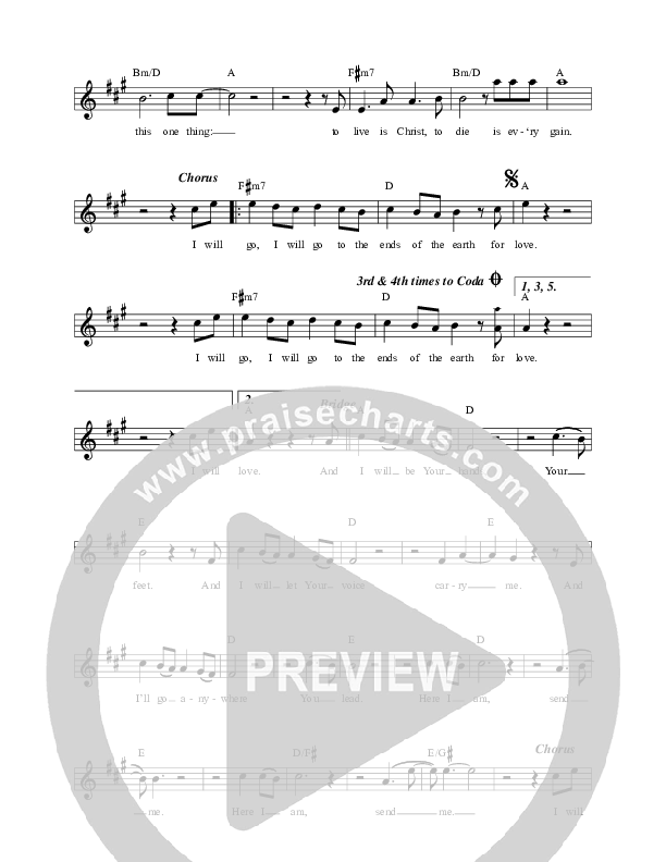 To The Ends Of The Earth (Live) Lead Sheet (YWAM Kona Music)