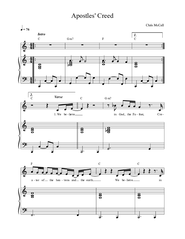 Apostles Creed (Live) Lead & Piano (YWAM Kona Music)