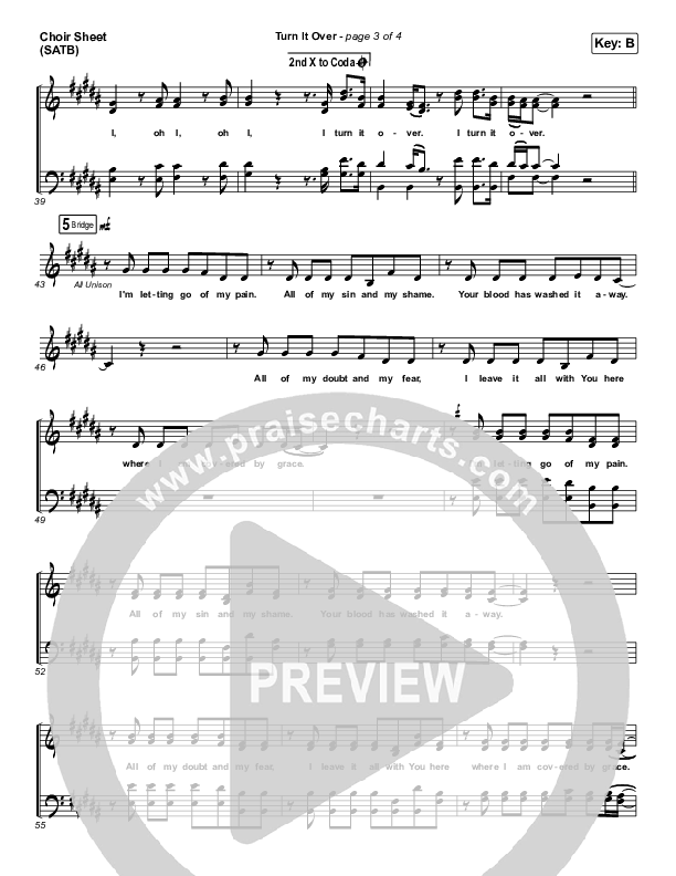 Turn It Over Choir Sheet (SATB) (Zach Williams)