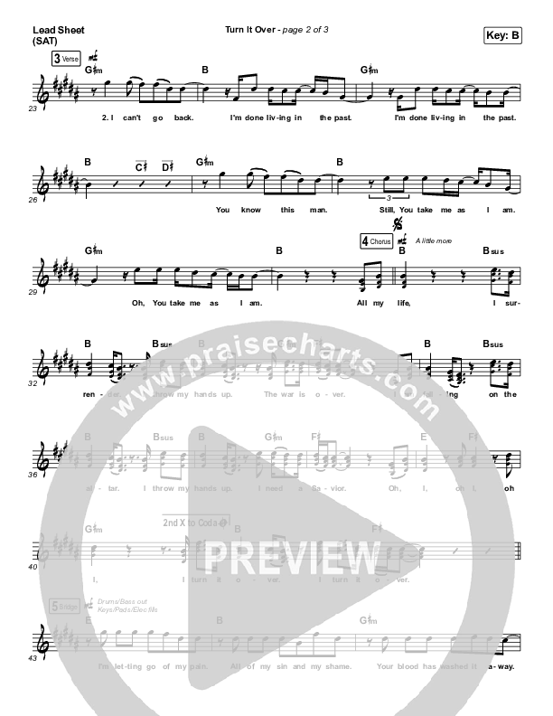 Turn It Over Lead Sheet (SAT) (Zach Williams)