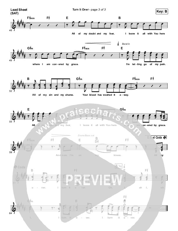 Turn It Over Lead Sheet (SAT) (Zach Williams)