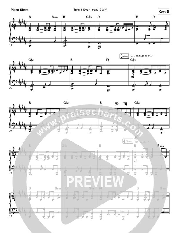 Turn It Over Piano Sheet (Zach Williams)