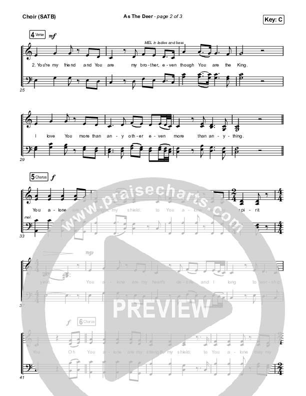 As The Deer (Live) Choir Sheet (SATB) (The Worship Initiative / Shane & Shane)