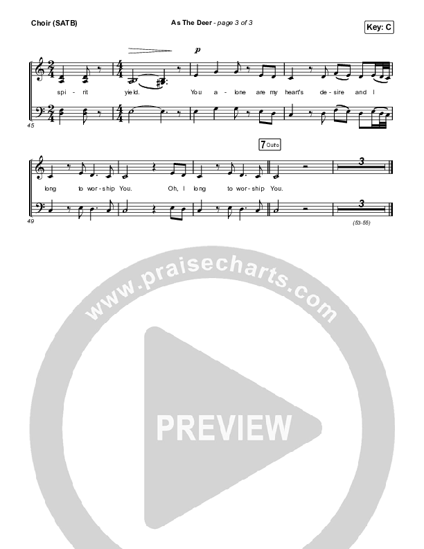 As The Deer (Live) Choir Sheet (SATB) (The Worship Initiative / Shane & Shane)