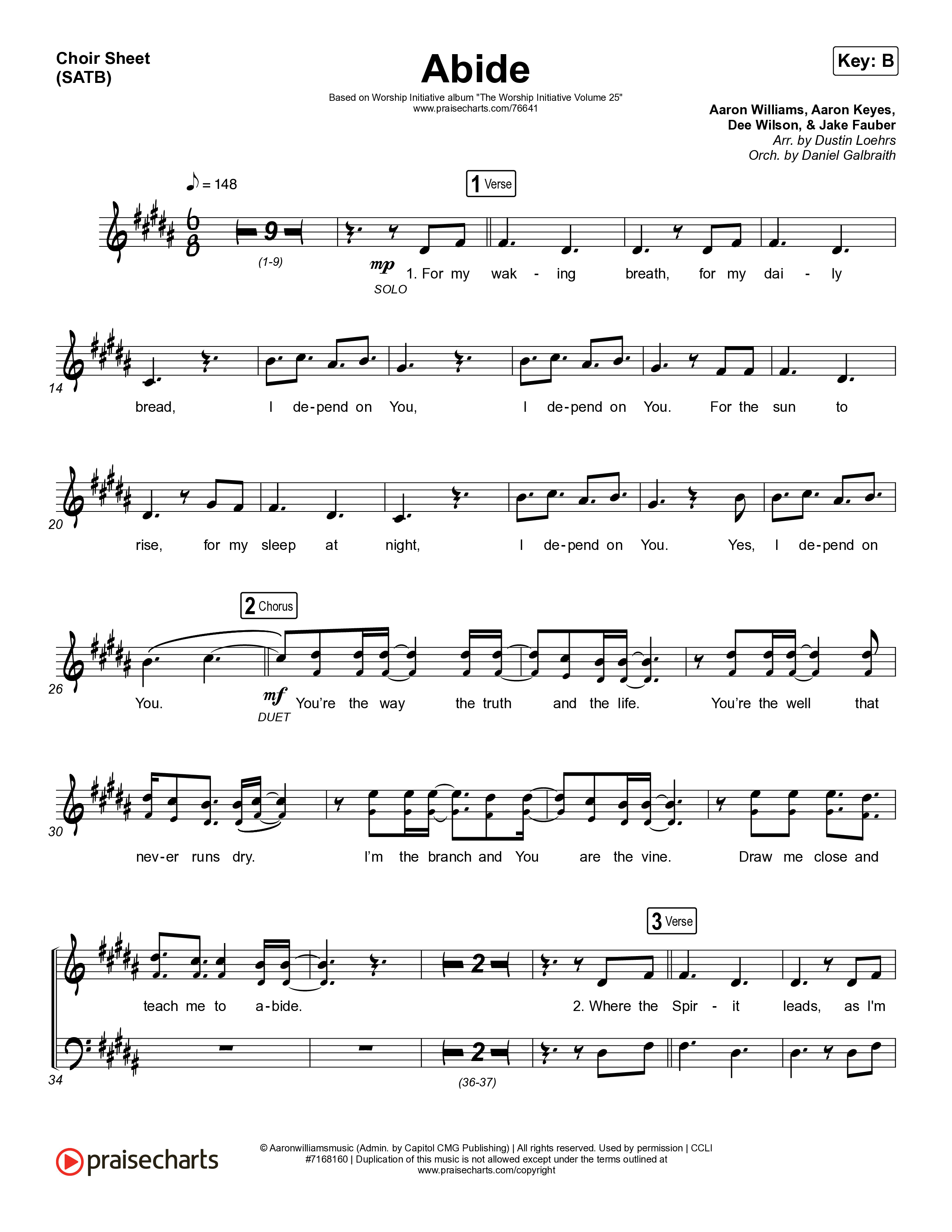 Abide (Live) Choir Sheet (SATB) (The Worship Initiative / Shane & Shane)