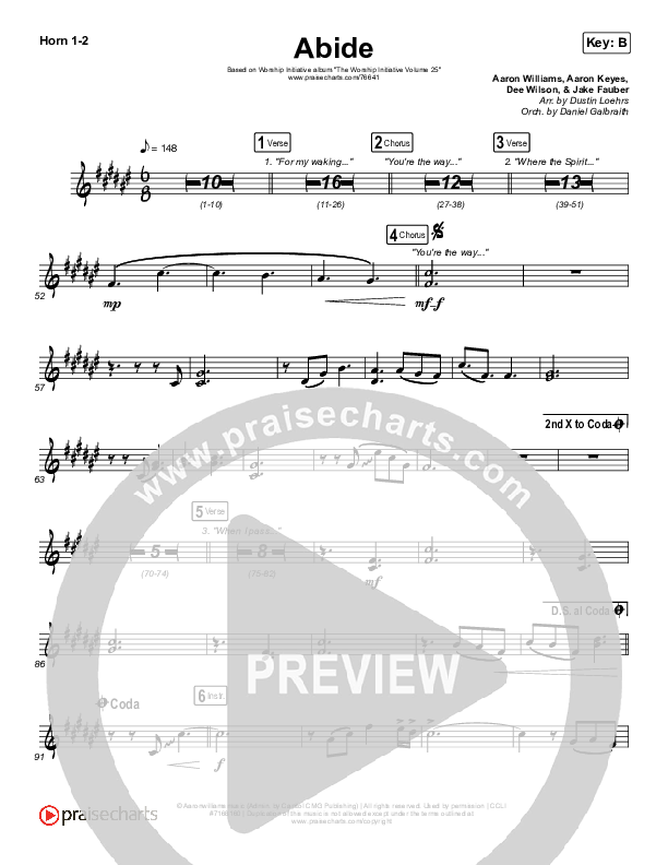 Abide (Live) French Horn 1/2 (The Worship Initiative / Shane & Shane)