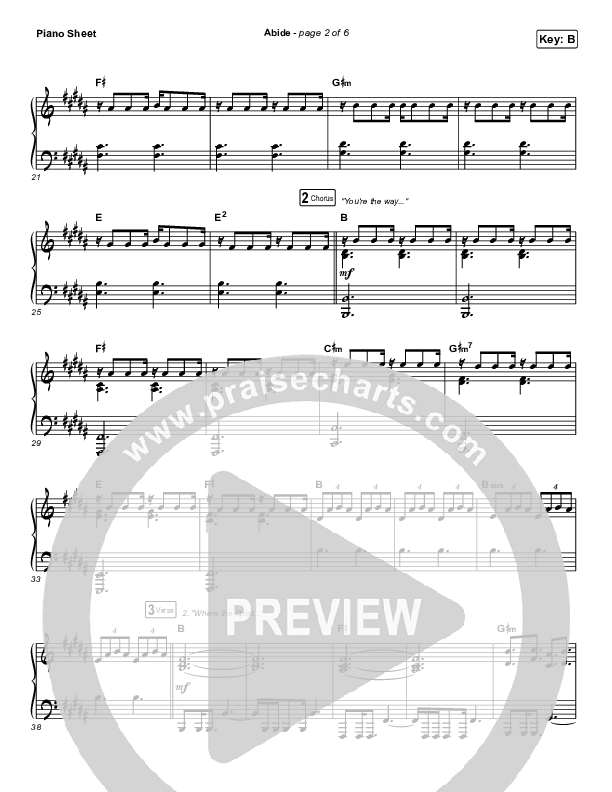 Abide (Live) Piano Sheet (The Worship Initiative / Shane & Shane)