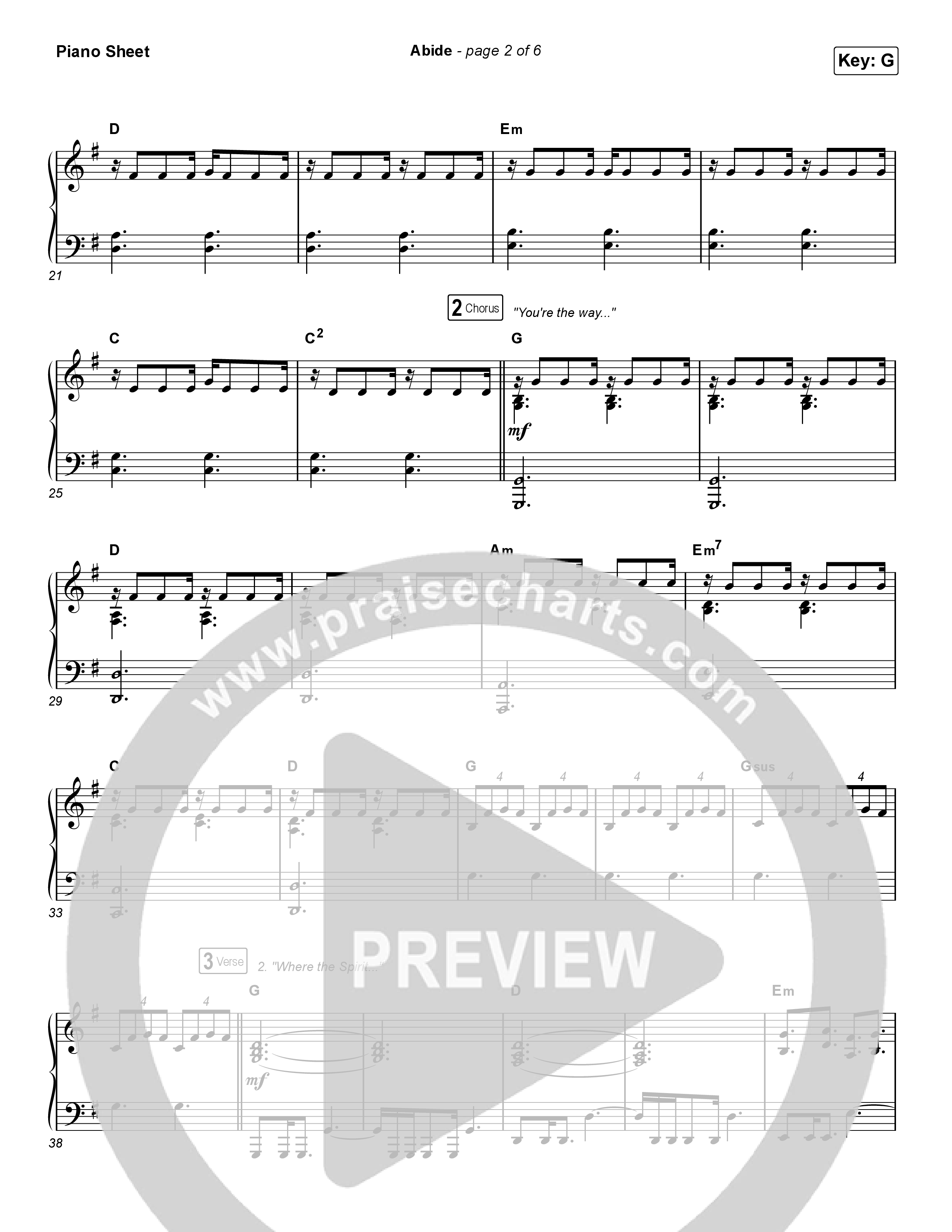 Abide (Live) Piano Sheet (The Worship Initiative / Shane & Shane)