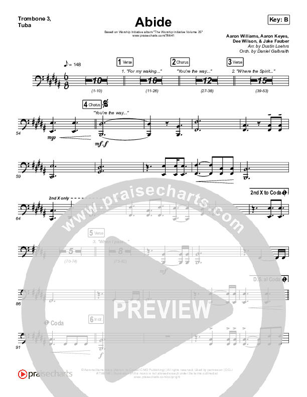 Abide (Live) Trombone 3/Tuba (The Worship Initiative / Shane & Shane)