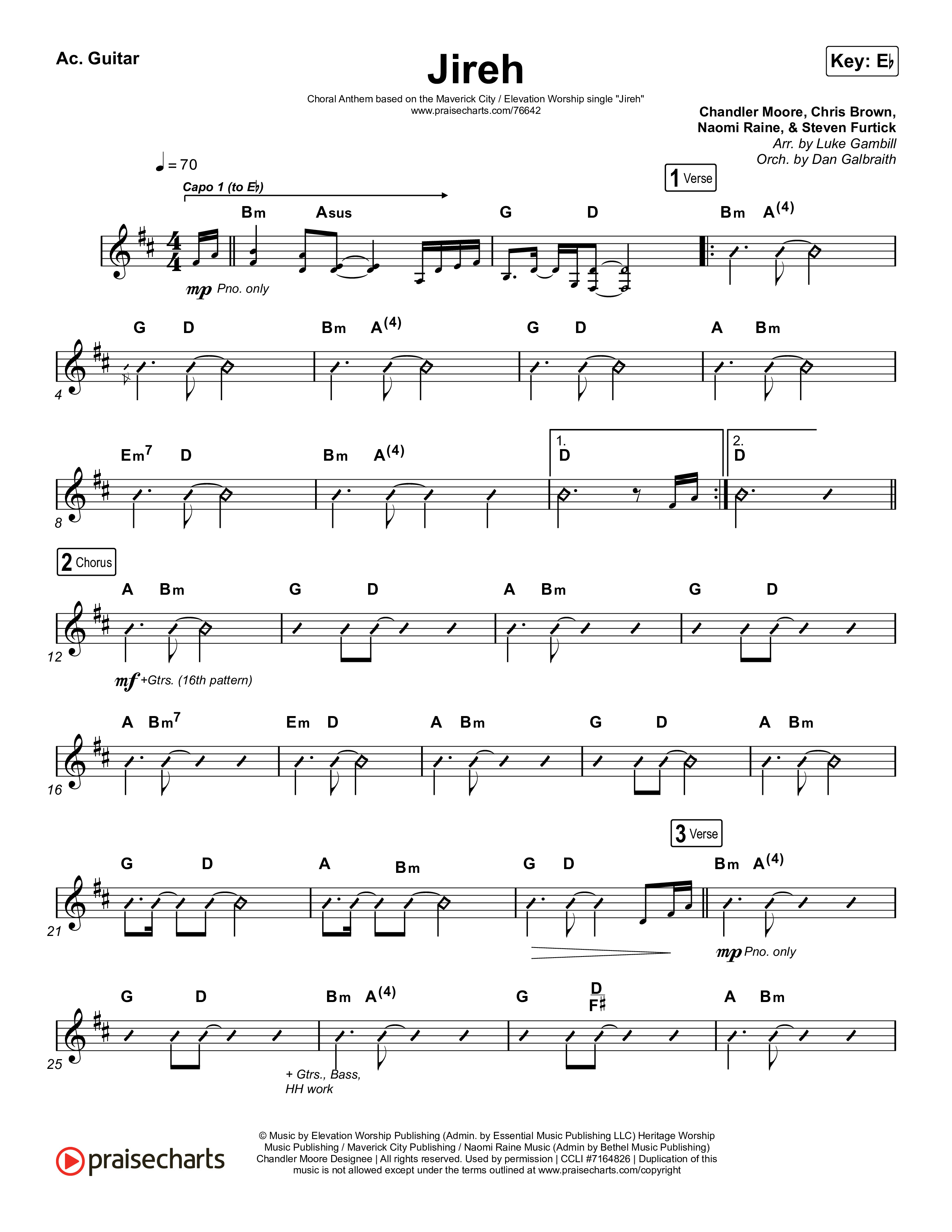 Jireh (Choral Anthem SATB) Acoustic Guitar (Maverick City Music / Elevation Worship / Arr. Luke Gambill)