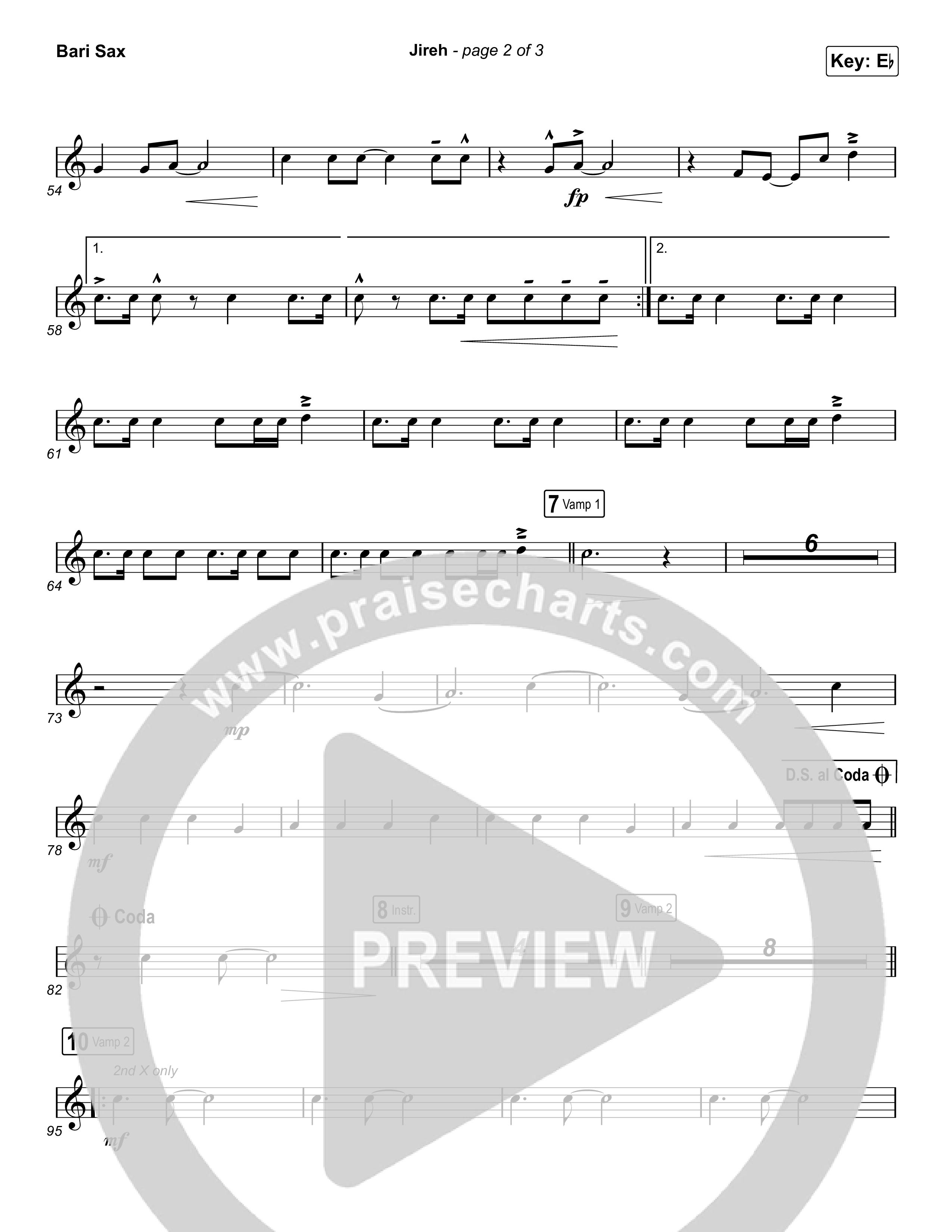 Jireh (Choral Anthem SATB) Bari Sax (Maverick City Music / Elevation Worship / Arr. Luke Gambill)