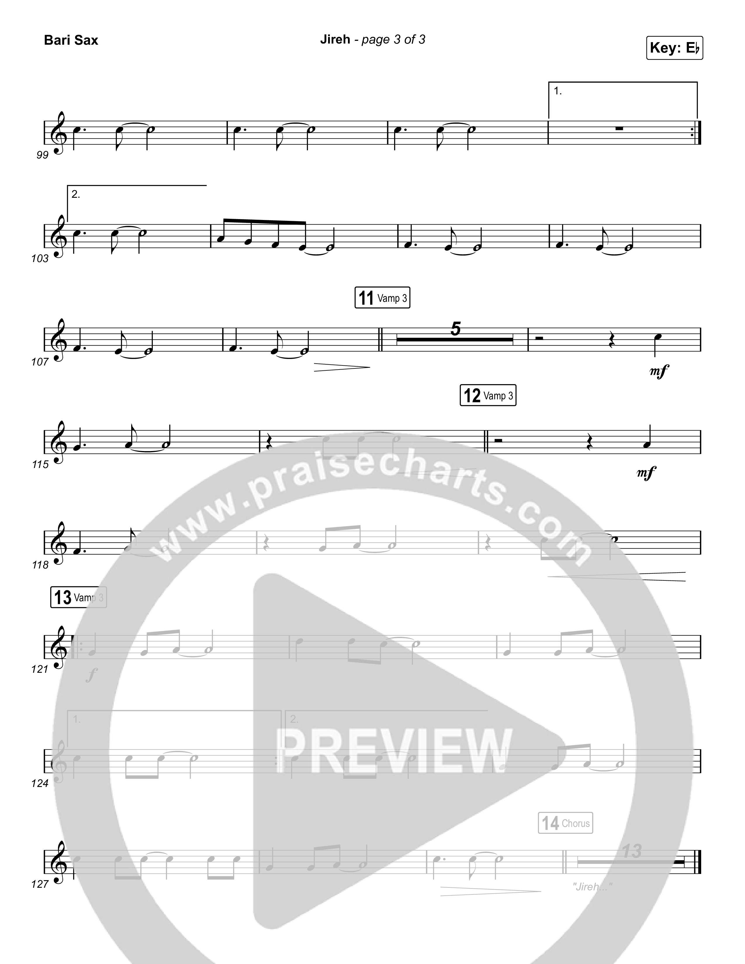 Jireh (Choral Anthem SATB) Bari Sax (Maverick City Music / Elevation Worship / Arr. Luke Gambill)