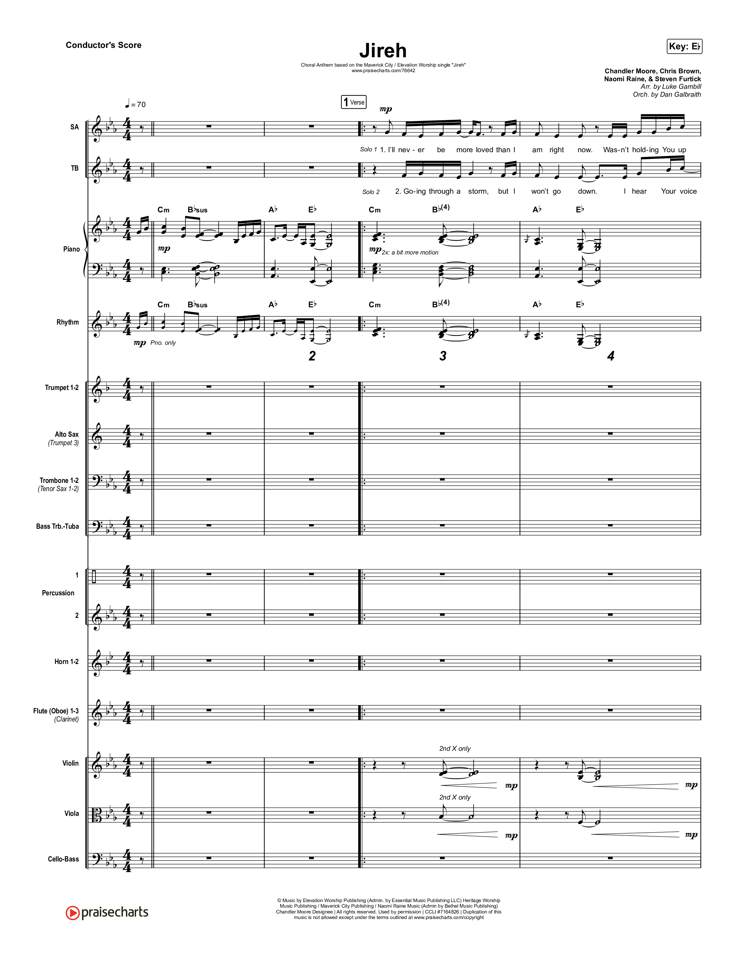 Jireh (Choral Anthem SATB) Orchestration (Maverick City Music / Elevation Worship / Arr. Luke Gambill)