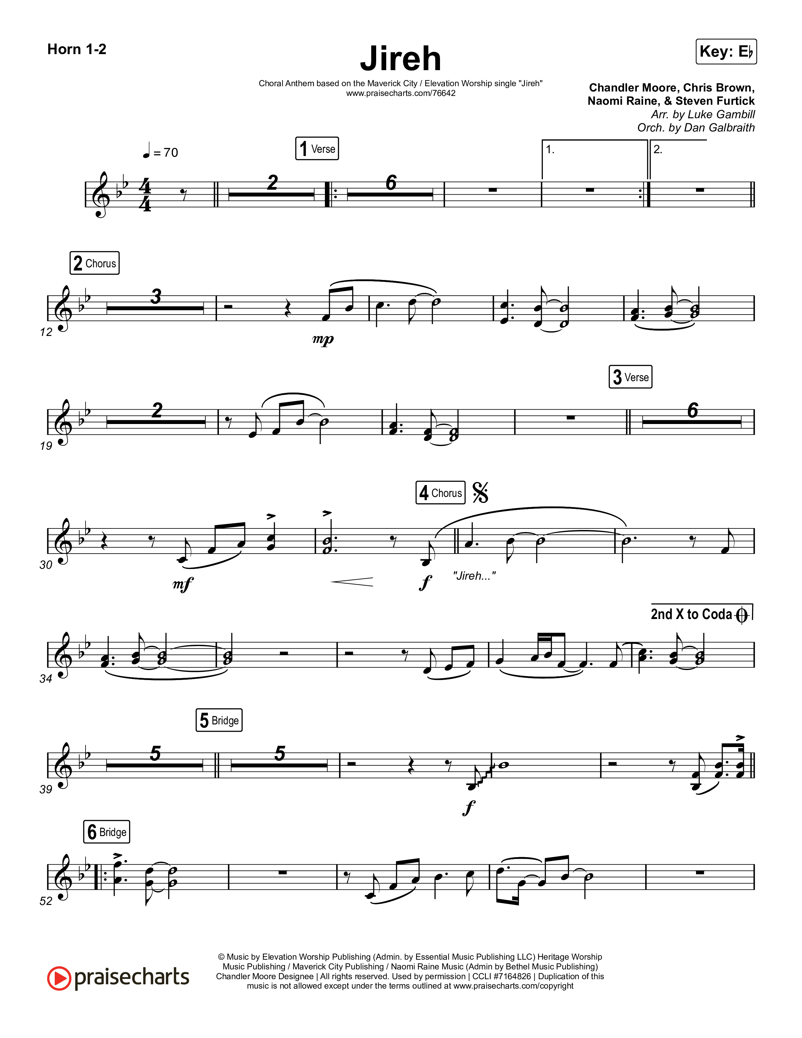 Jireh (Choral Anthem SATB) Brass Pack (Maverick City Music / Elevation Worship / Arr. Luke Gambill)